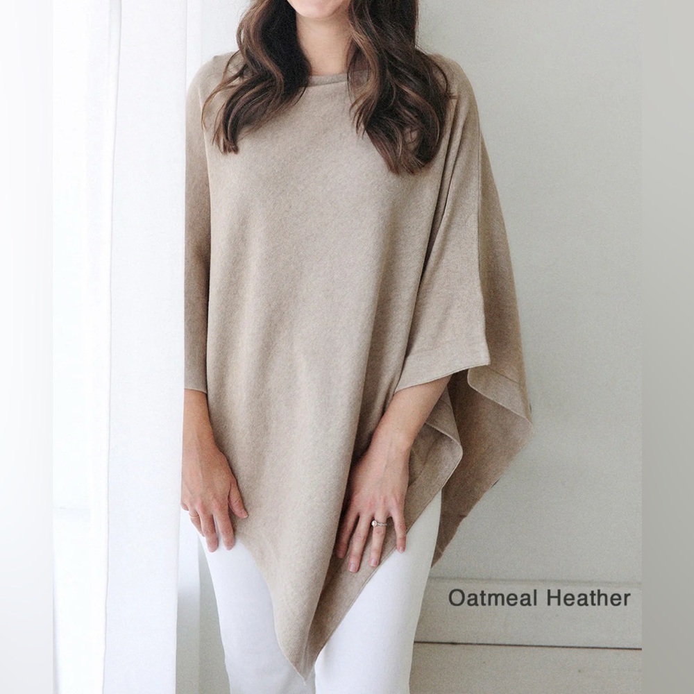 VIVERANO Loving Thread Women's Organic Sweater Knit Boatneck Poncho Wrap